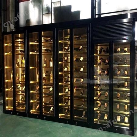 双门玻璃不锈钢酒柜定制 白葡萄酒置放吧台酒架带灯