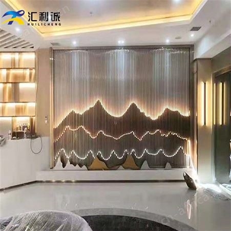 庭院别墅山峦不锈钢仿山假山屏风隔断装饰展示定制