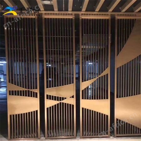 不锈钢新中式屏风 加厚背景墙隔断仿木纹 定制