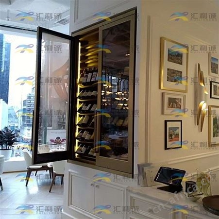 设计客厅酒柜 不锈钢恒温恒湿红酒柜装饰定制工程