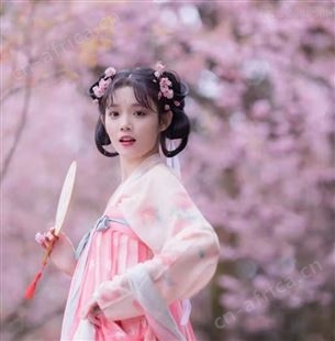 樱花粉嫩汉服古装樱花拍照服装化妆造型
