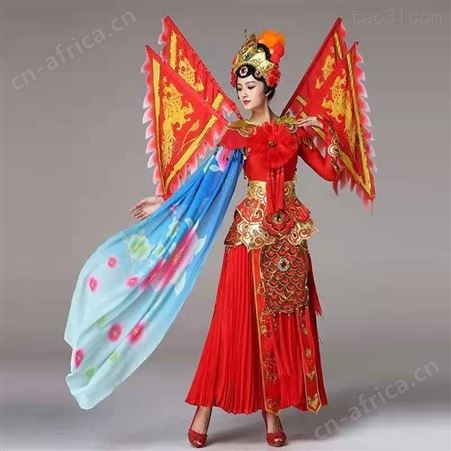 央视英姿舞蹈戏曲演出服俏花旦靠旗行头舞台