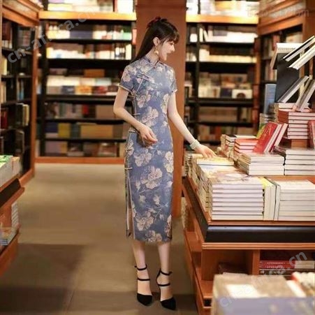 旗袍改良连衣裙2021年新款气质年轻款少女复古法式长款日常可穿夏