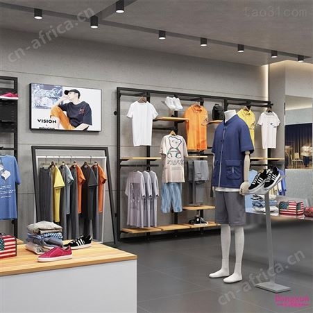 新款服装店展示架落地式衣架男装展示柜中岛衣服陈列架商店展厅男装店货架定制展柜厂