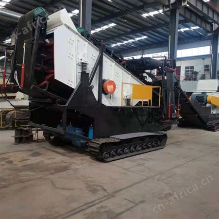 移动砂石料粉碎线 采石场制砂机 城市垃圾履带破碎车