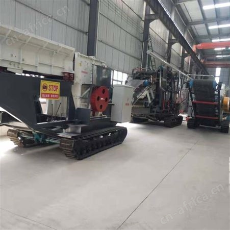 移动砂石料粉碎线 采石场制砂机 城市垃圾履带破碎车