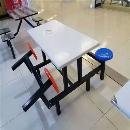 现代简约食堂餐桌椅 舒适连体餐桌椅 4人位连体餐桌椅 旭峰家具
