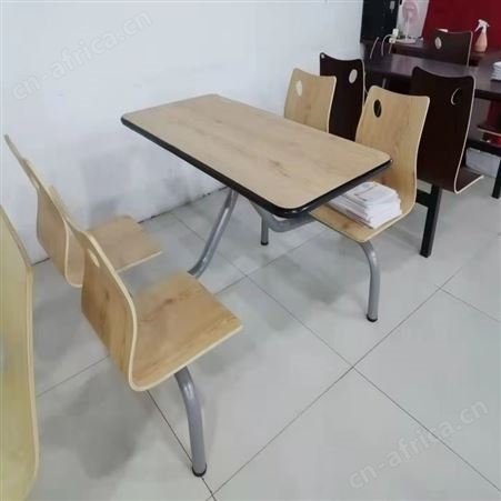 现代简约食堂餐桌椅 舒适连体餐桌椅 4人位连体餐桌椅 旭峰家具