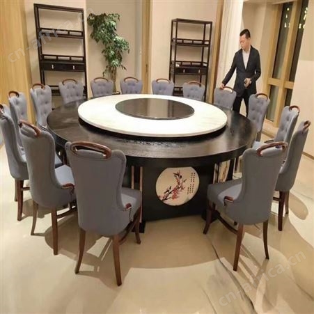 酒店大圆桌电动餐桌椅组合 餐桌厅餐桌椅组合 实木餐桌椅厂家 旭峰家具 现货供应