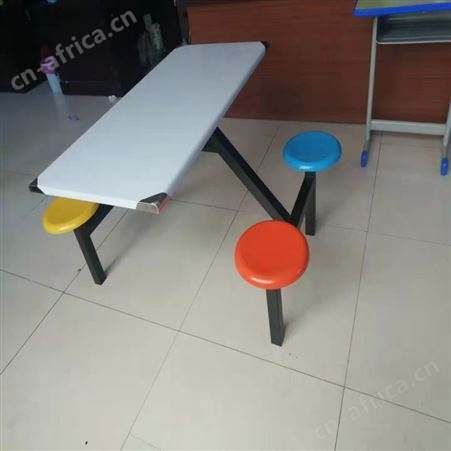 现代简约食堂餐桌椅 舒适连体餐桌椅 4人位连体餐桌椅 旭峰家具