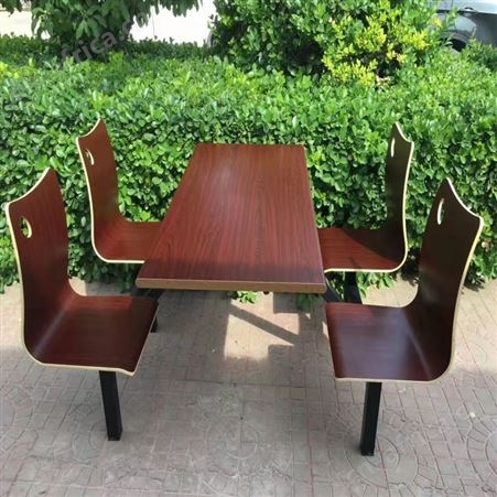 现代简约食堂餐桌椅 舒适连体餐桌椅 4人位连体餐桌椅 旭峰家具