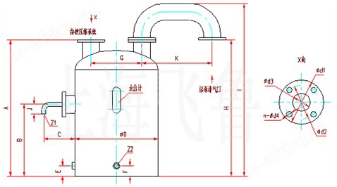 SK-6、SK-12、SK-30水环式真空泵及压缩机气水分离器外形尺寸图