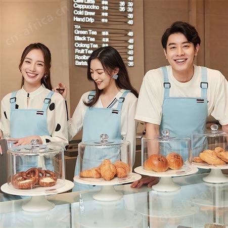 奶茶咖啡店时尚围裙定制印logo餐饮店工作服夏天家用厨房防油围腰