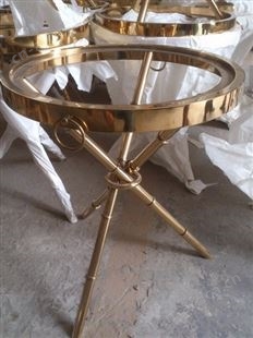 酒店香槟金不锈钢茶几 圆形不锈钢茶几