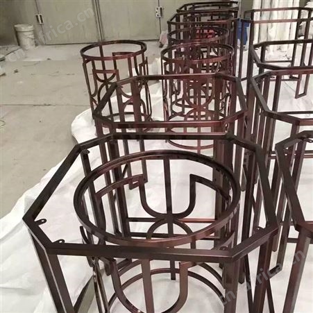 酒店大堂不锈钢玫瑰金 镜面无指纹不锈钢茶几来CAD图定做