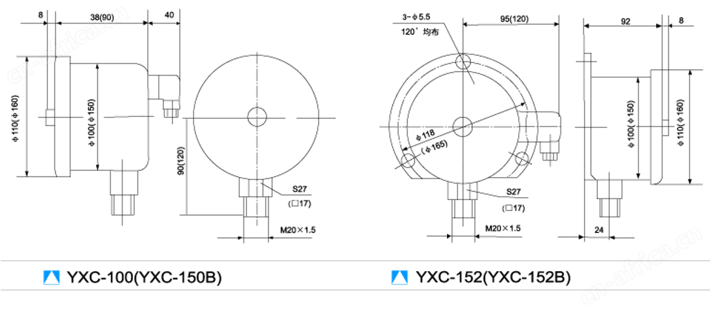 YXC-150B-F耐腐蚀磁助式电接点压力表,YXC-150B-F不锈钢电接点压力表,径向磁助电接点压力表