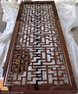 中式简约不锈钢屏风定制加工酒店玫瑰金隔断