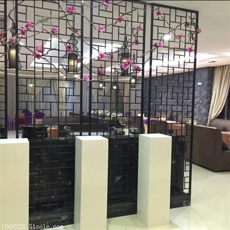 新中式不锈钢屏风定做厂家酒店玄关客厅隔断
