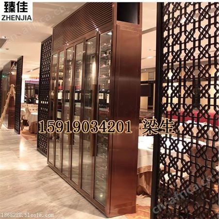 中式简约不锈钢屏风定制加工酒店玫瑰金隔断