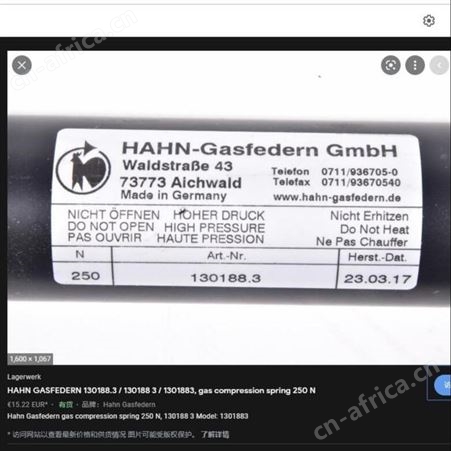 德国HAHN-GASFEDERN支撑杆73773印刷行业R700