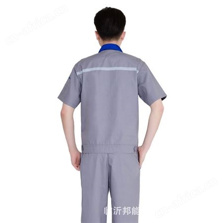 夏季工作服灰色反光灰色半袖工作服套装男女车间工厂服刺绣印logo