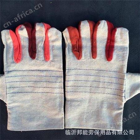 白帆布手套5道线 劳保双层加厚机械厂矿场 耐磨劳保手套 防护手套