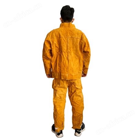 电焊服牛皮套装工作服皮衣皮裤隔热焊接电焊黄色牛皮工作服