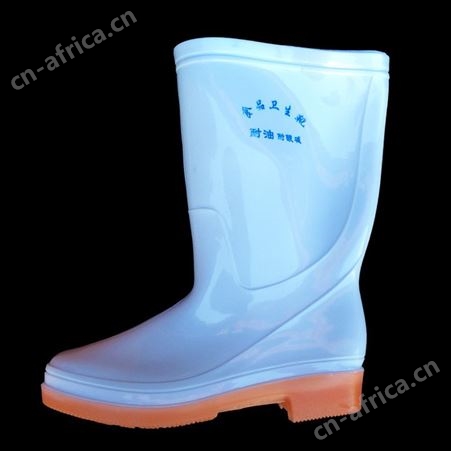 白色水鞋雨利王食品厂牛筋底中筒雨鞋防水耐酸碱白色劳保防护雨鞋