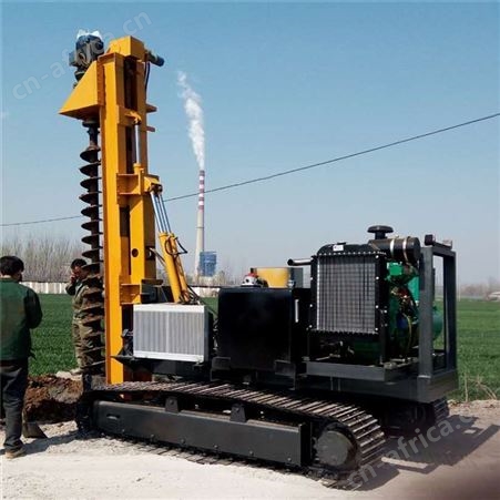 公路护栏太阳能打桩机 光伏履带式旋转钻孔机 大型电动