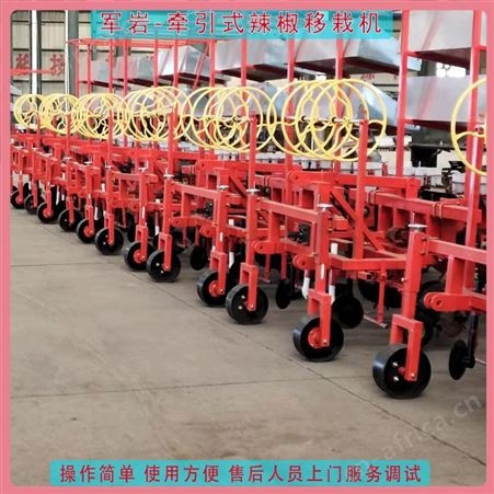 工厂定制 四行辣椒移栽机 军岩牵引式栽苗机 株距20-100可调