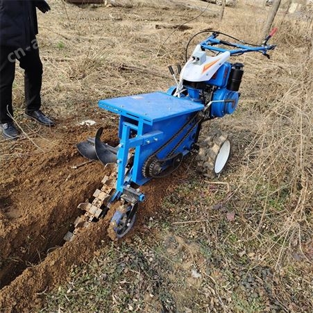 农田挖水渠用开沟机 果园树木种植挖坑手推链条式开槽机使用广泛